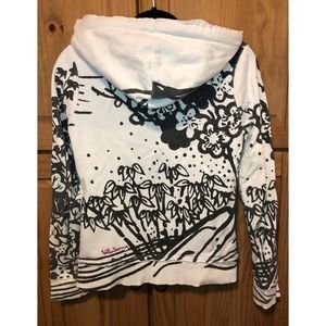 Billabong Zip Up Hoodie Sweatshirt White & Black